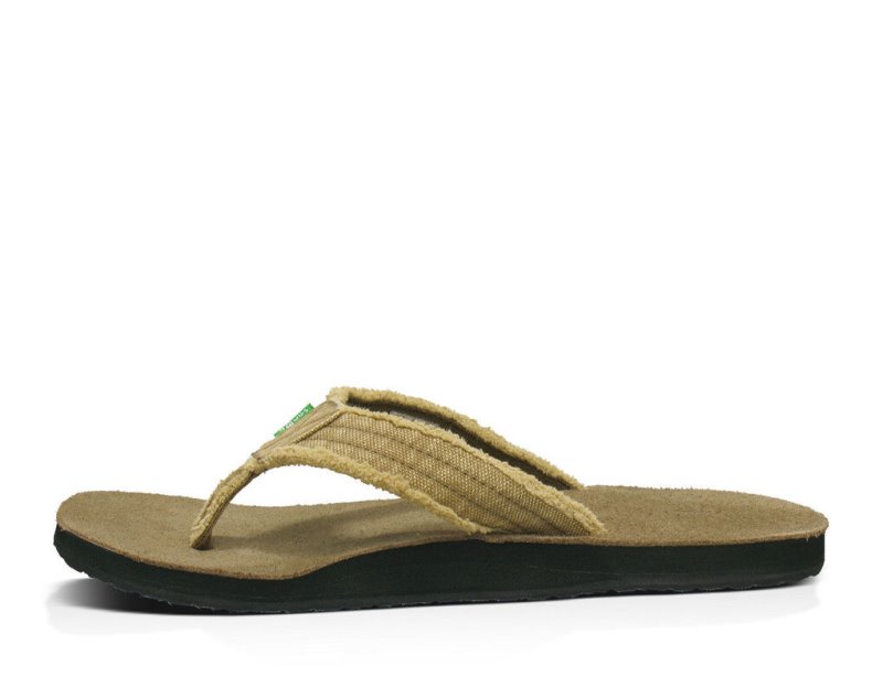 Sanuk Fraid Not Big & Tall Men's Flip Flops Khaki | Canada 252XYU